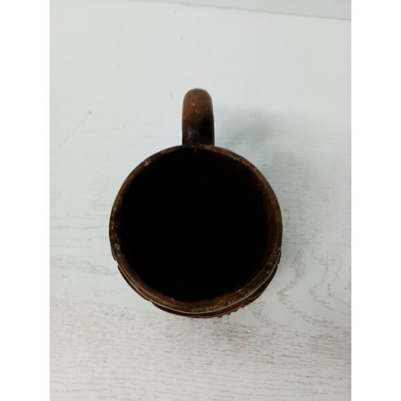 Vintage Hand Carved Tribal Wood Beer Mug Tiki Bar Polynesian Cup Hawaiian Decor - Picture 2 of 10